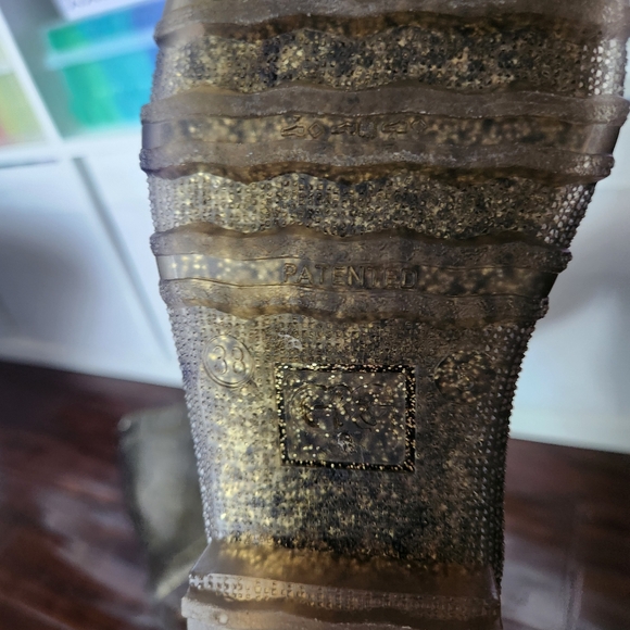 Colin Stuart Black with Gold Glitter Rain Boots Size 7.5 - Picture 5 of 9